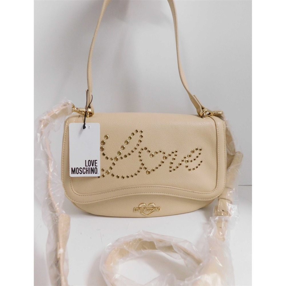 New Love Moschino Borse Natural Beige Leather Shoulder Bag